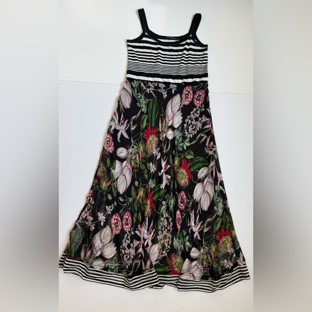 Beate Heymann Stripe Bodace Dress In Floralis Size 8 Sleeveless Maxi - Picture 5 of 15